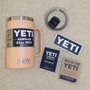 NWT Peach Yeti 24 oz Rambler Mug